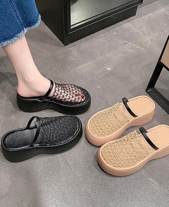 Sandalias de Malla Elegantes para Mujer - Plataforma Cómoda Antideslizante